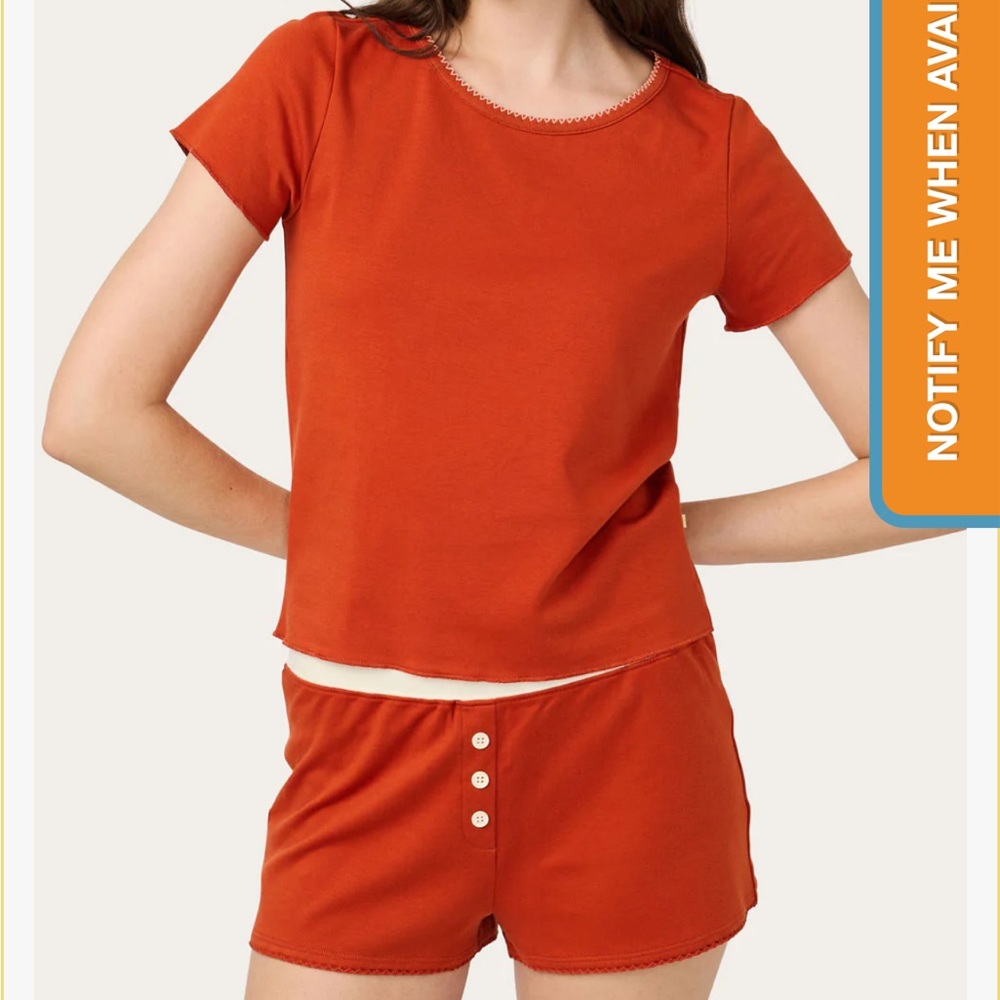 Women's Short Sleeve Pajama Set in Burnt Orange